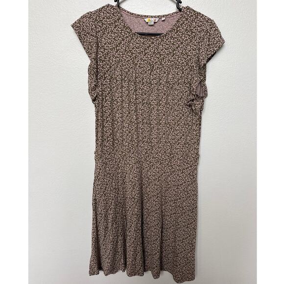 Boden Dresses & Skirts - Boden Jersey Knit Flutter Sleeve Ditzy Floral Smocked Green Dress Pockets US 10